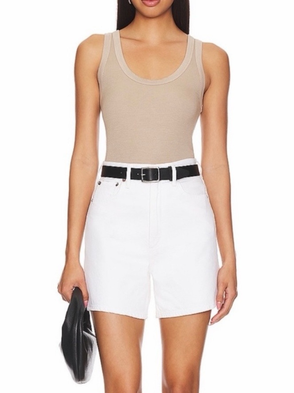 AGOLDE Stella High Rise Jean Denim Shorts Organic Cotton White Ivory Size 25